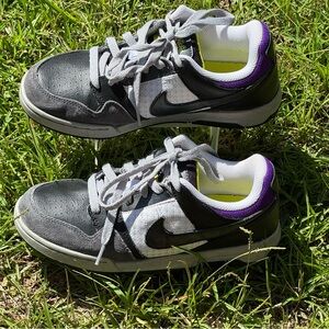 Nike 6.0 Low Top Skate Shoes Black, White, Grey, & Purple Grade School Size 6Y